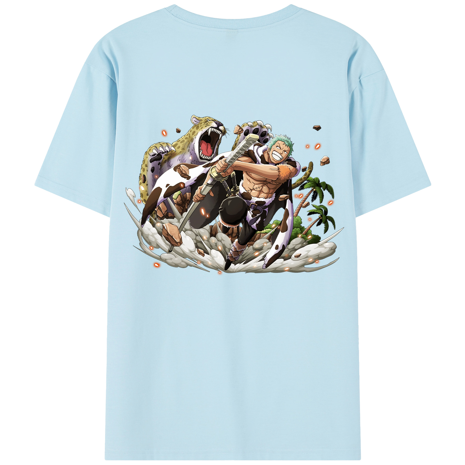 ワンピース ロロノア・ゾロ ONE PIECE Roronoa Zoro 綿100％半袖Tシャツ（背面プリント）